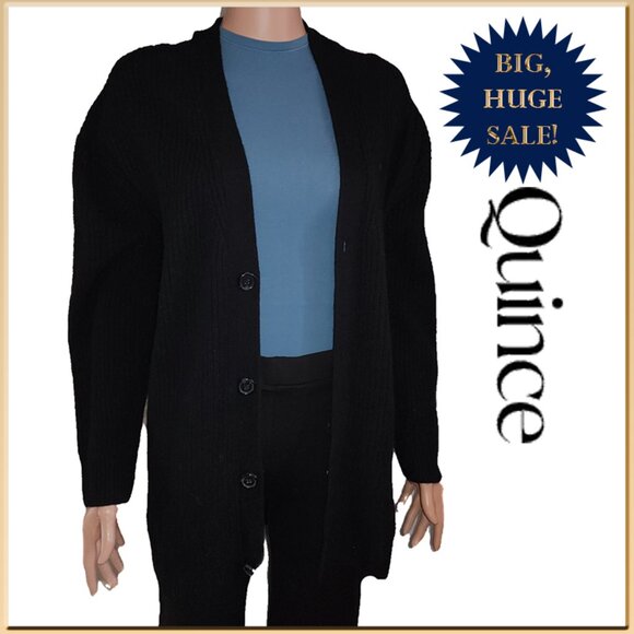 Quince Sweaters - Quince Mongolian Cashmere Oversized Boyfriend Cardigan Sweater NWOT Black…